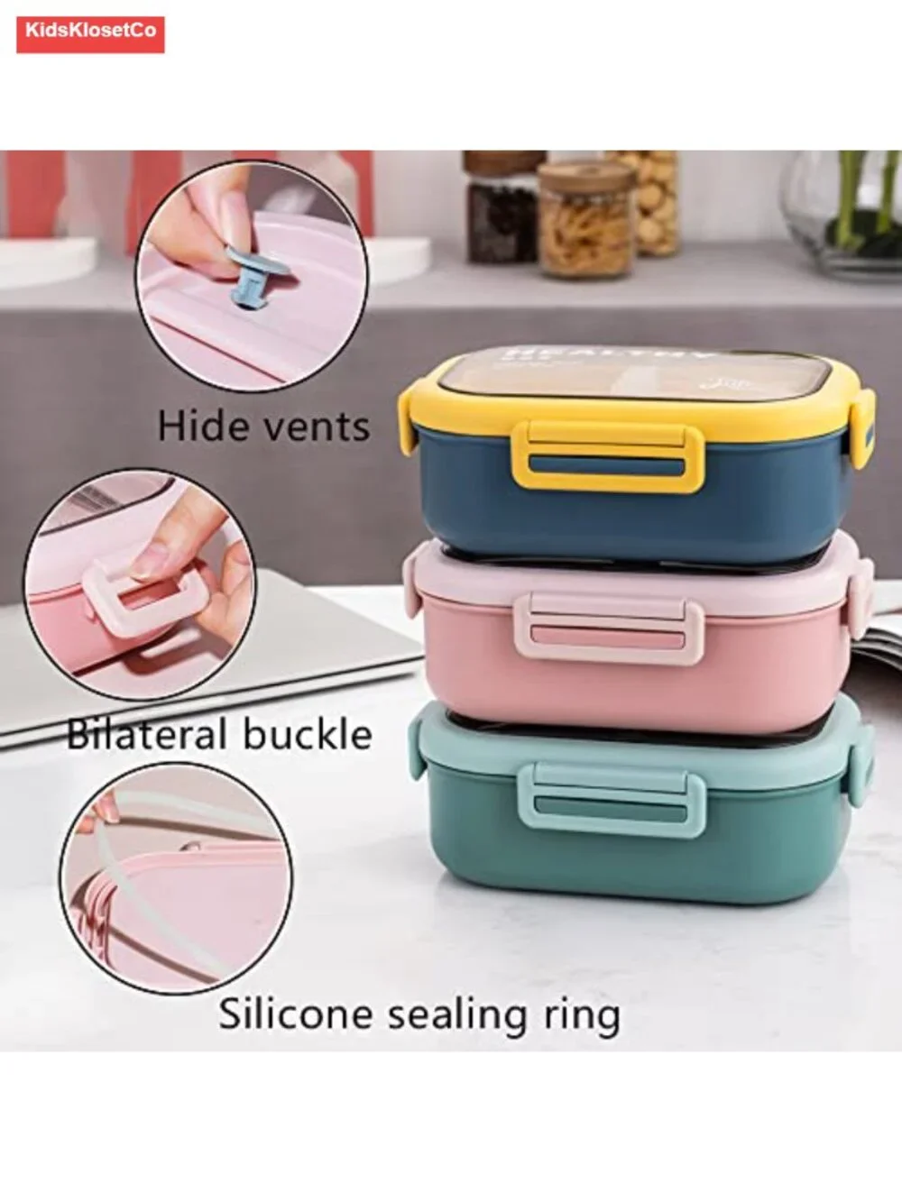 Stainless Steel 2-Compartment Bento Lunch Box with Bag and Cutlery, BPA Free,